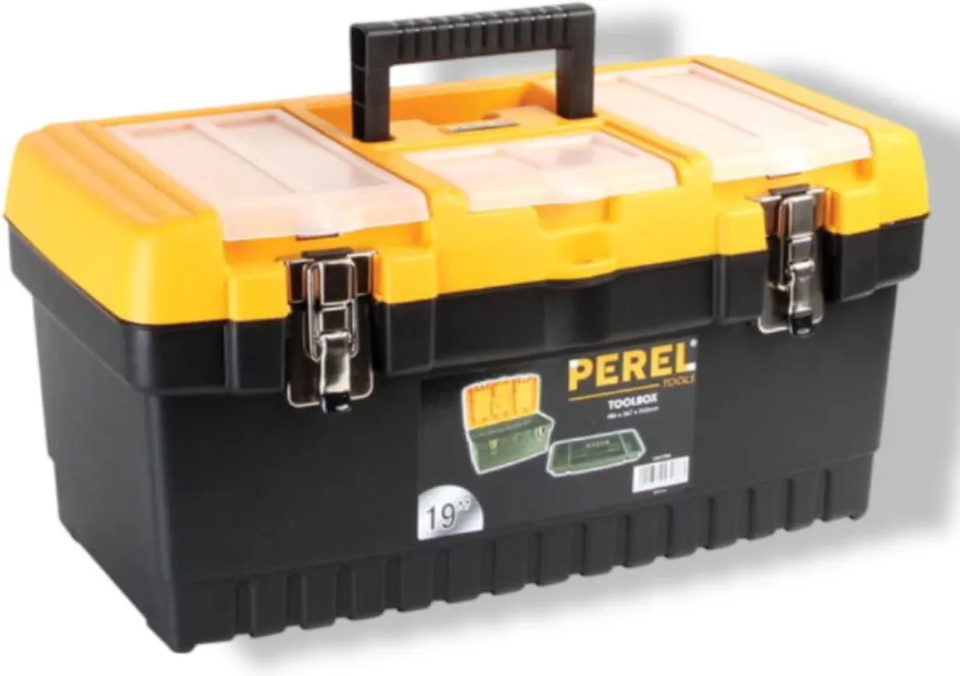 Perel Gereedschapskoffer 486x267x242mm - 2 Organizers - inklapbaar handvat