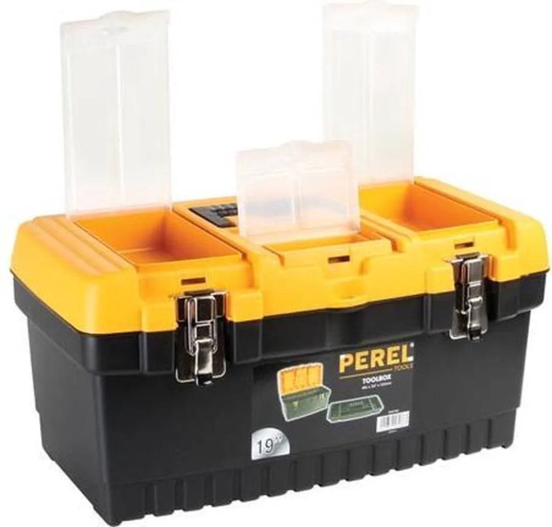 Perel Gereedschapskoffer 486x267x242mm - 2 Organizers - inklapbaar handvat