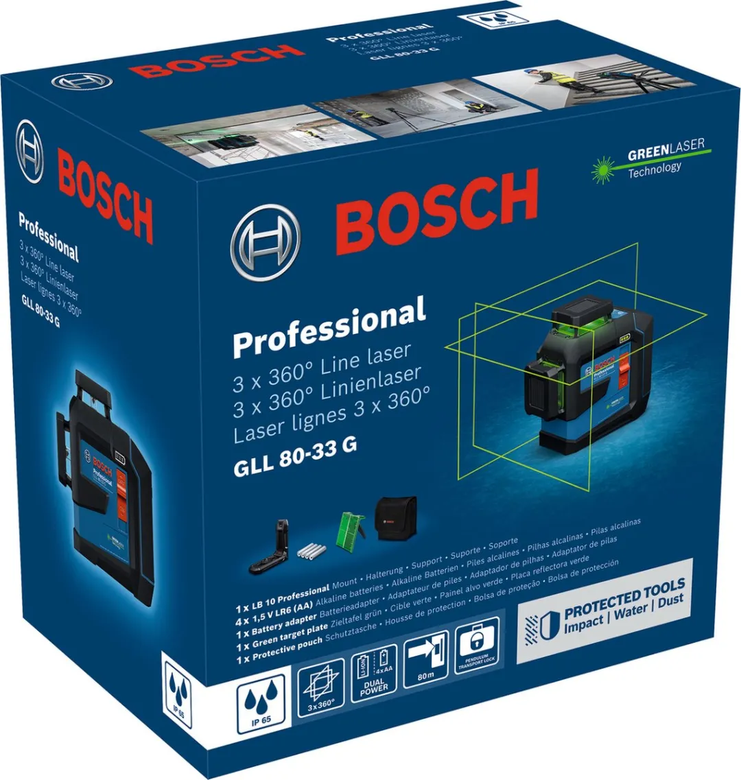 Bosch Professional GLL 80-33 G Lijnlaser - 4x AA Batterijen
