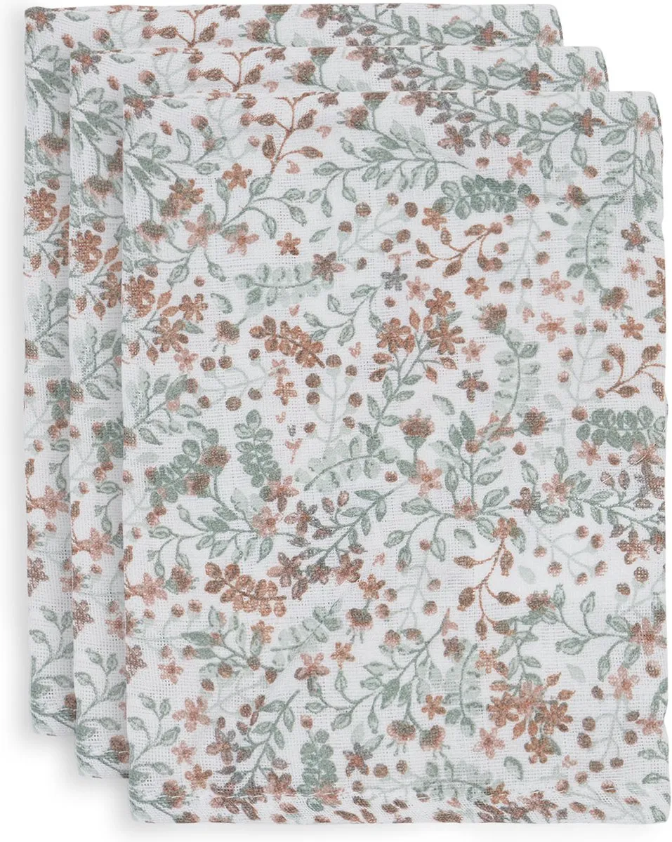 Jollein - Baby Hydrofiel Washandje Bloom - Katoen - 3 Stuks - 15x70cm
