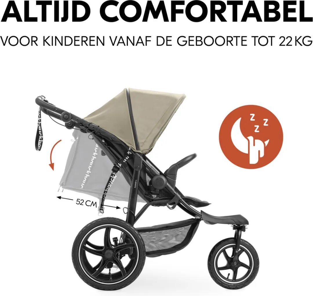 Hauck Runner 3 Buggy - XL-luchtwielen - Vering - Olive