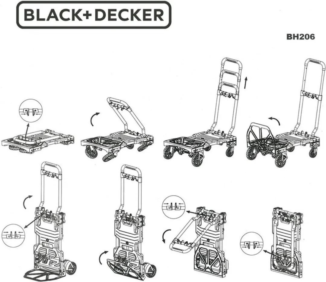 BLACK+DECKER 2-in-1 Steekwagen & Plateauwagen - 55KG/120KG - Zwart - afbeelding 6 van 6