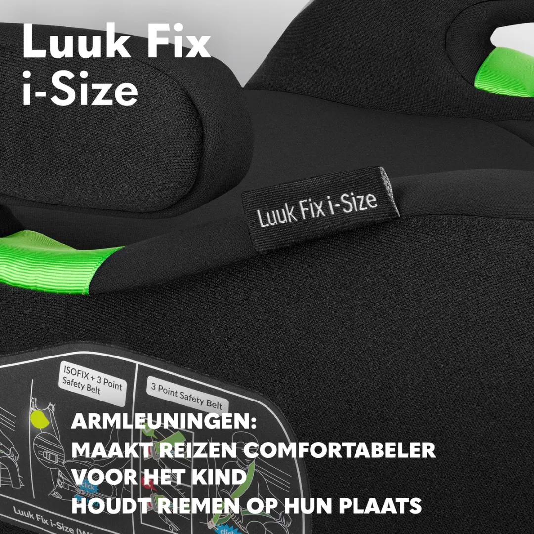 Lionelo Luuk FIX i-Size Autostoel Booster 22-36 kg - Zwart