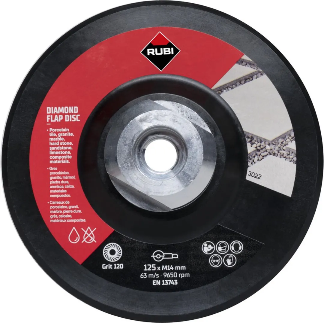 Rubi Flap Disc Diamant Lamellenschijf 125mm Korrel 100/120 - Keramiek/Natuursteen