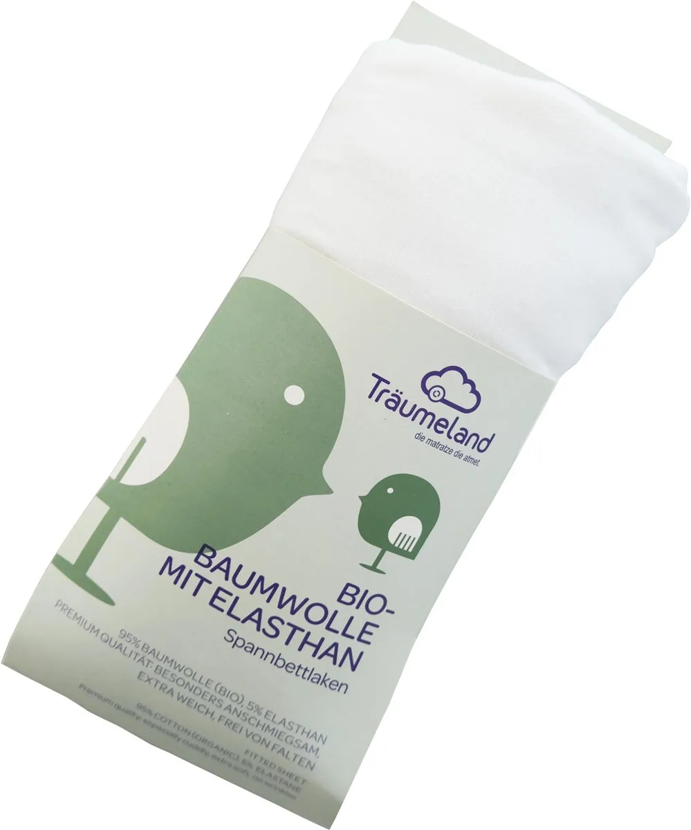 Träumeland Hoeslaken - Bio-Katoen met Elastaan - Wit - 60x120 cm 70x140 cm