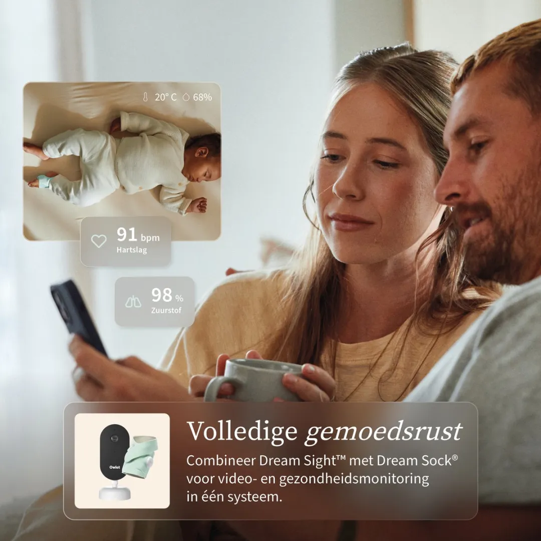Owlet Dream Sight™ Babyfoon 2K HD Camera – Huil-, Geluids- & Bewegingsdetectie - Gratis App - wit