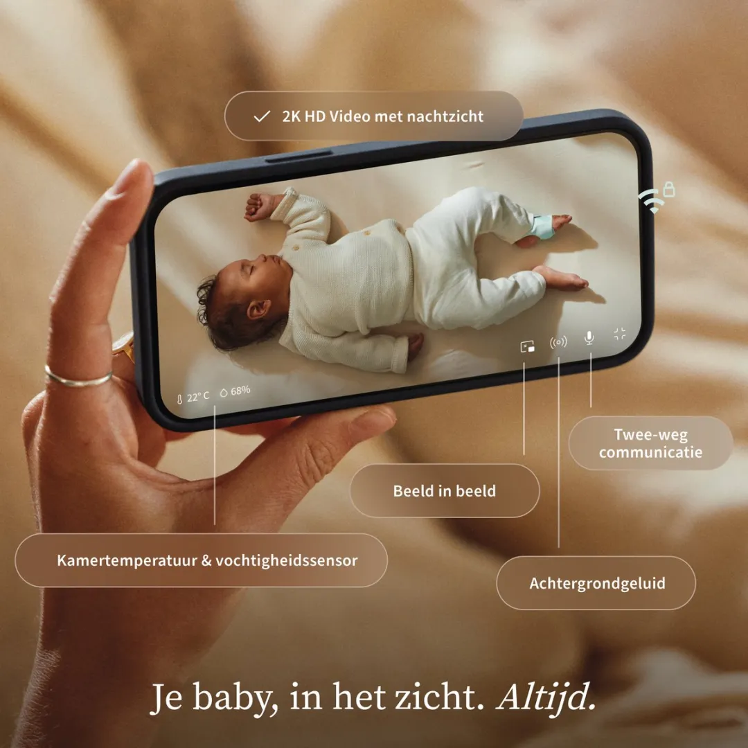 Owlet Dream Sight™ Babyfoon 2K HD Camera – Huil-, Geluids- & Bewegingsdetectie - Gratis App - wit