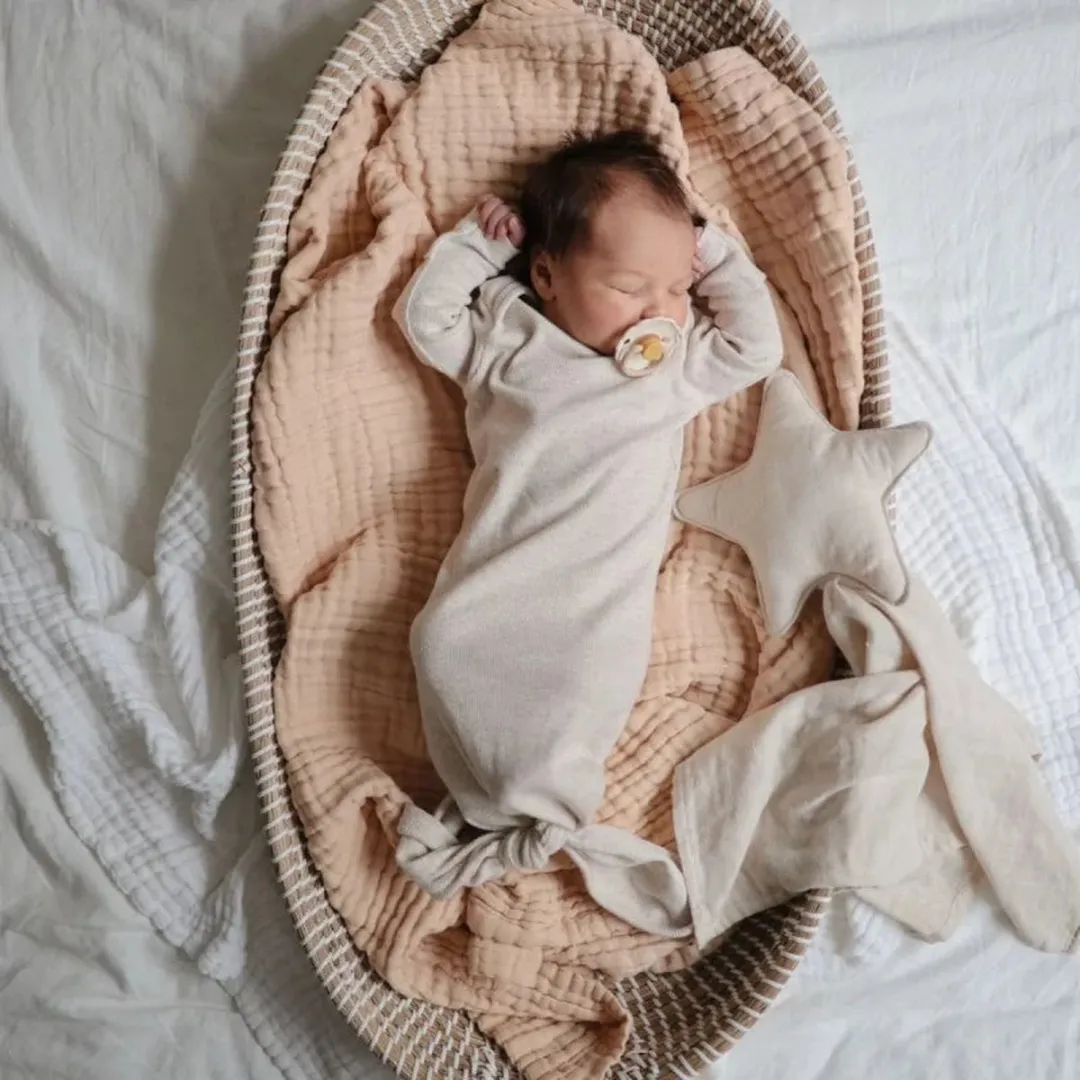 Mushie Lovey Blanket STAR Natural