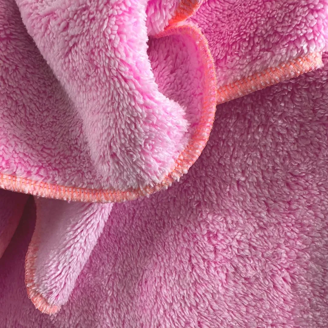 BINK Bedding Kinderdeken Summer Collection 100x150cm - Roze/Fuchsia - Teddy - Neon Oranje Rand