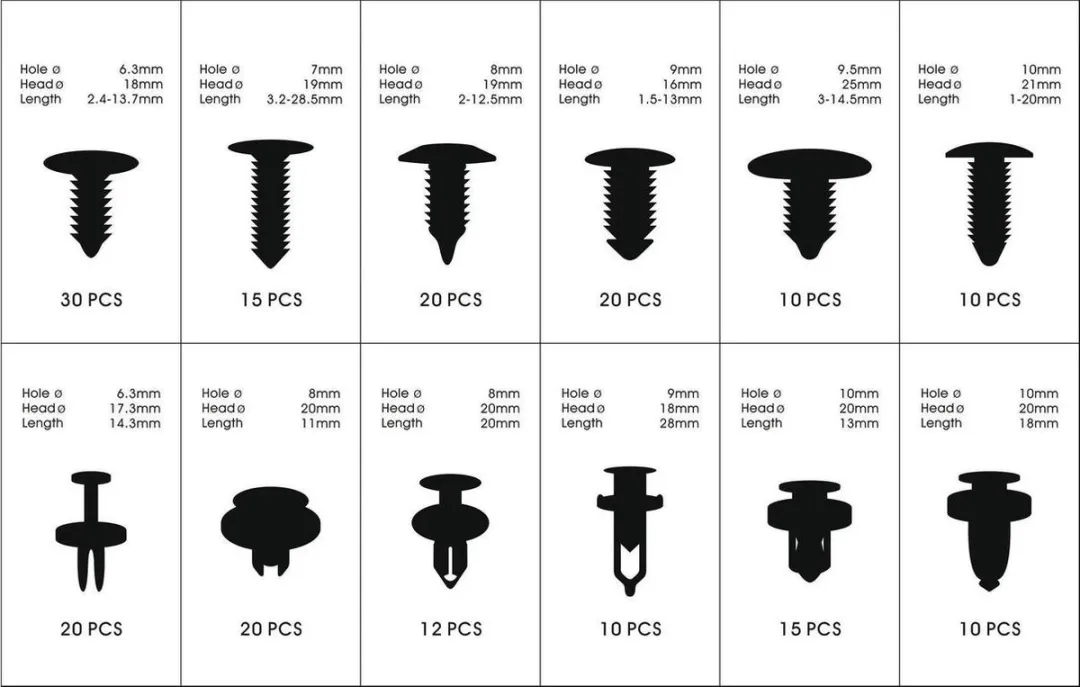 HBM 192-delig Assortiment Bekledingsclips - Neutraal