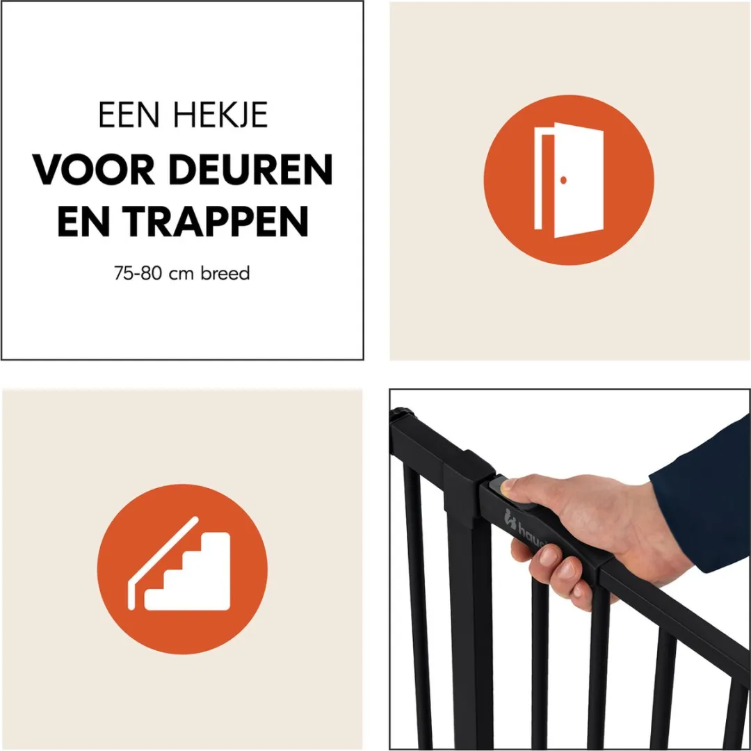 Hauck Open N Stop 2 Veiligheidshekje 75-80cm - Zwart