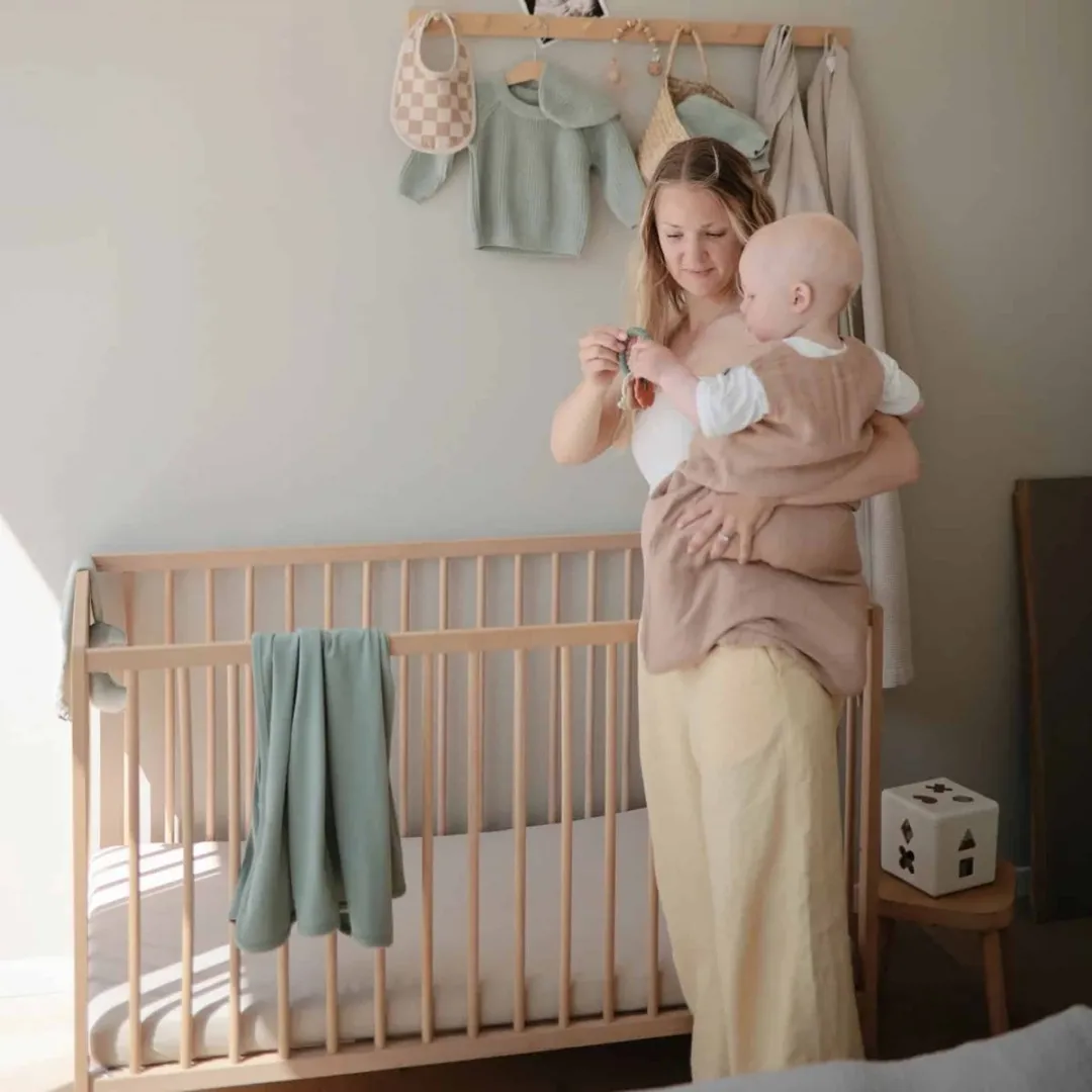 Mushie Ribbed Baby Blanket Wieg 90x90cm - Roman Green
