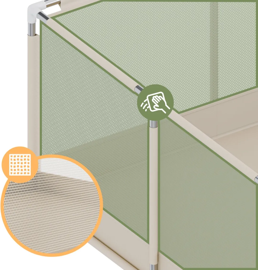 Tulano Cozy 22 - Grondbox / baby box / kinder box - 120x180 cm - voor binnen - ademend gaas - EN71-gecertificeerd - 6 tot 36 maanden - Beige