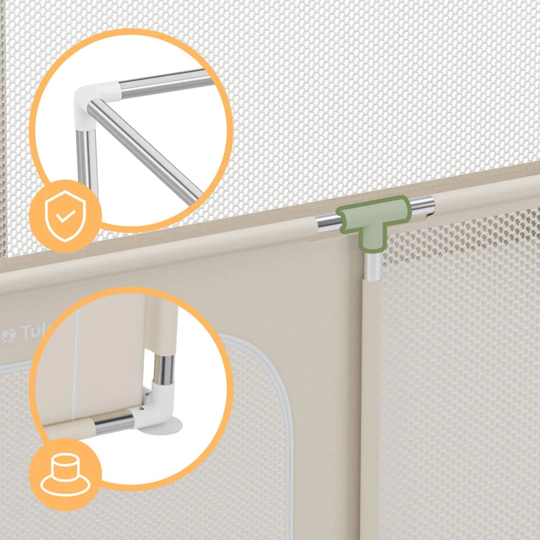 Tulano Cozy 22 - Grondbox / baby box / kinder box - 120x180 cm - voor binnen - ademend gaas - EN71-gecertificeerd - 6 tot 36 maanden - Beige