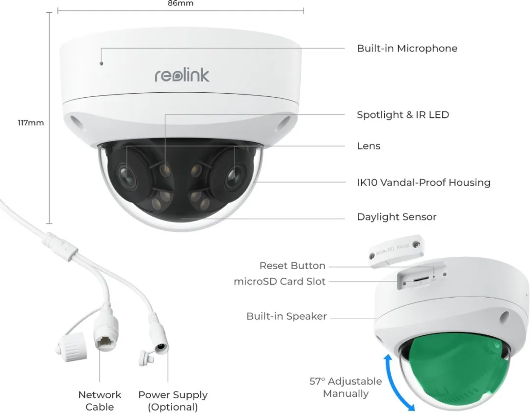 Reolink Duo 2V PoE IP-camera 8MP - 180° Panorama - Wit