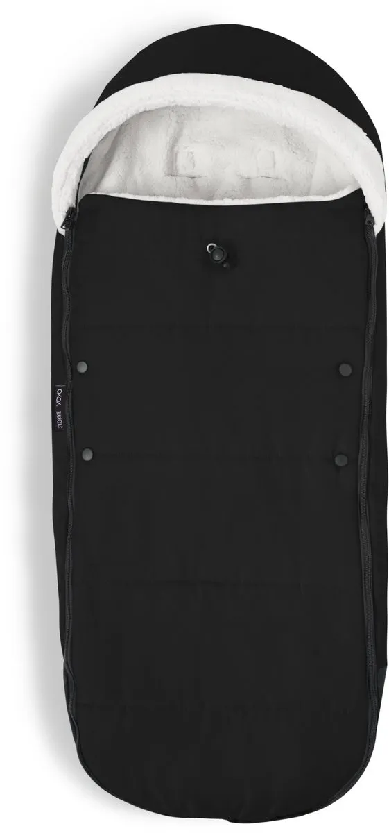 Stokke YOYO voetenzak, zwart - Sherpa-voering, fleece met trekkoord, dubbele vulling - Machinewasbaar op 30°C - Inclusief kleine tas