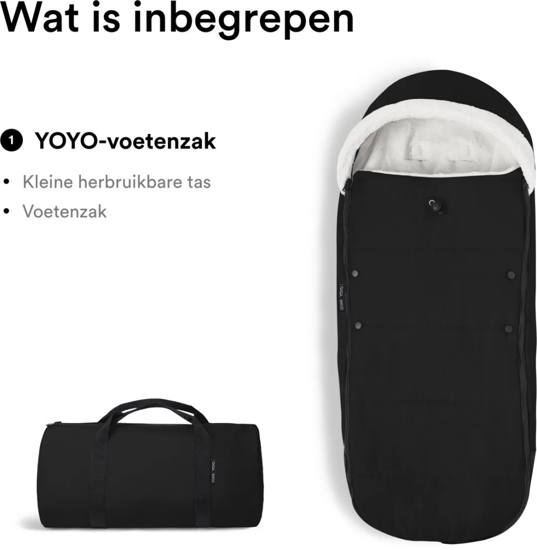 Stokke YOYO Voetenzak - Zwart - Sherpa met trekkoord - afbeelding 6 van 6