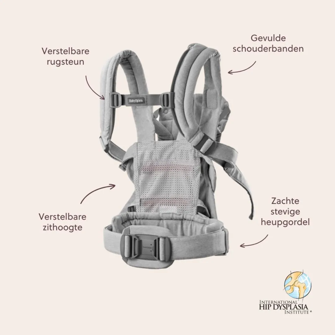 BabyBjörn Draagzak Harmony - Geweven mélange - Lichtgrijs - Buikdrager - Rugdrager - Ergonomisch - Zachte details