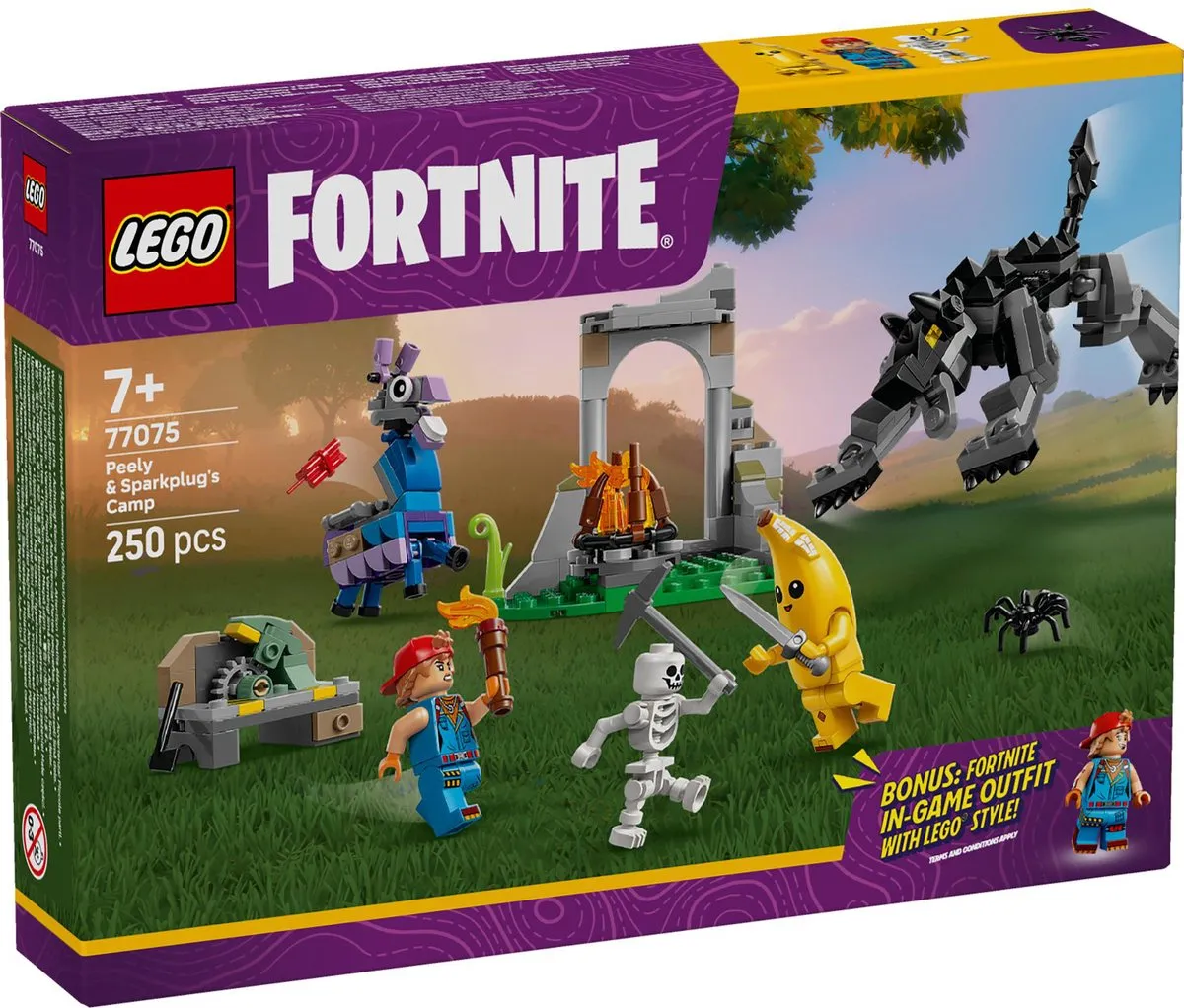LEGO Fortnite Peely & Sparkplugs Kamp 77075 - 3 Minifiguren - 250 Stukken
