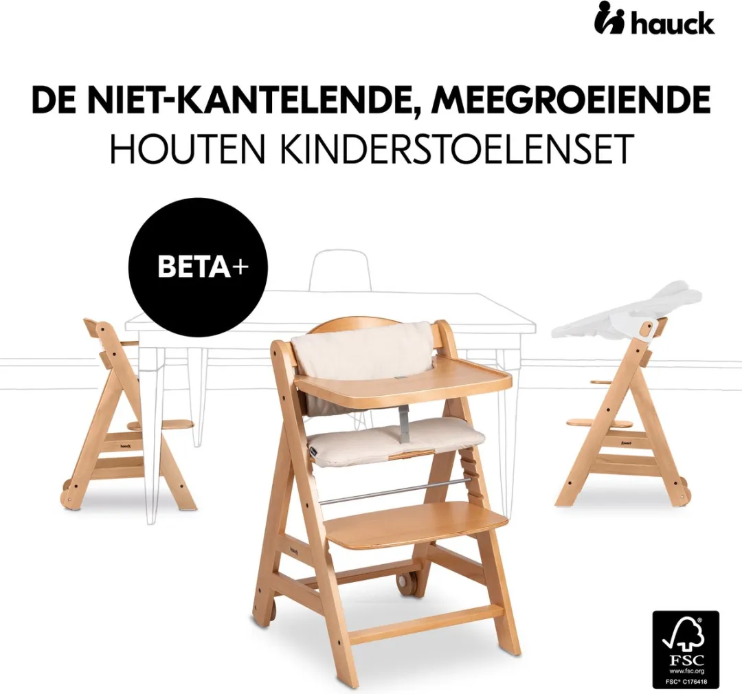 Hauck Beta+ Kinderstoel - Natural - FSC Gecertificeerd
