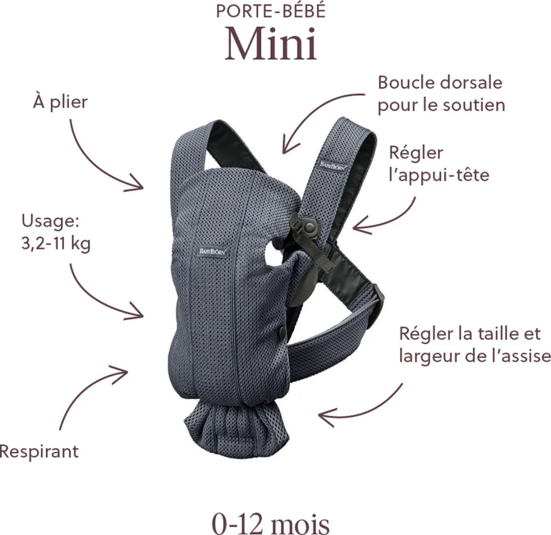 BabyBjörn Draagzak Mini 3D Mesh - Antraciet