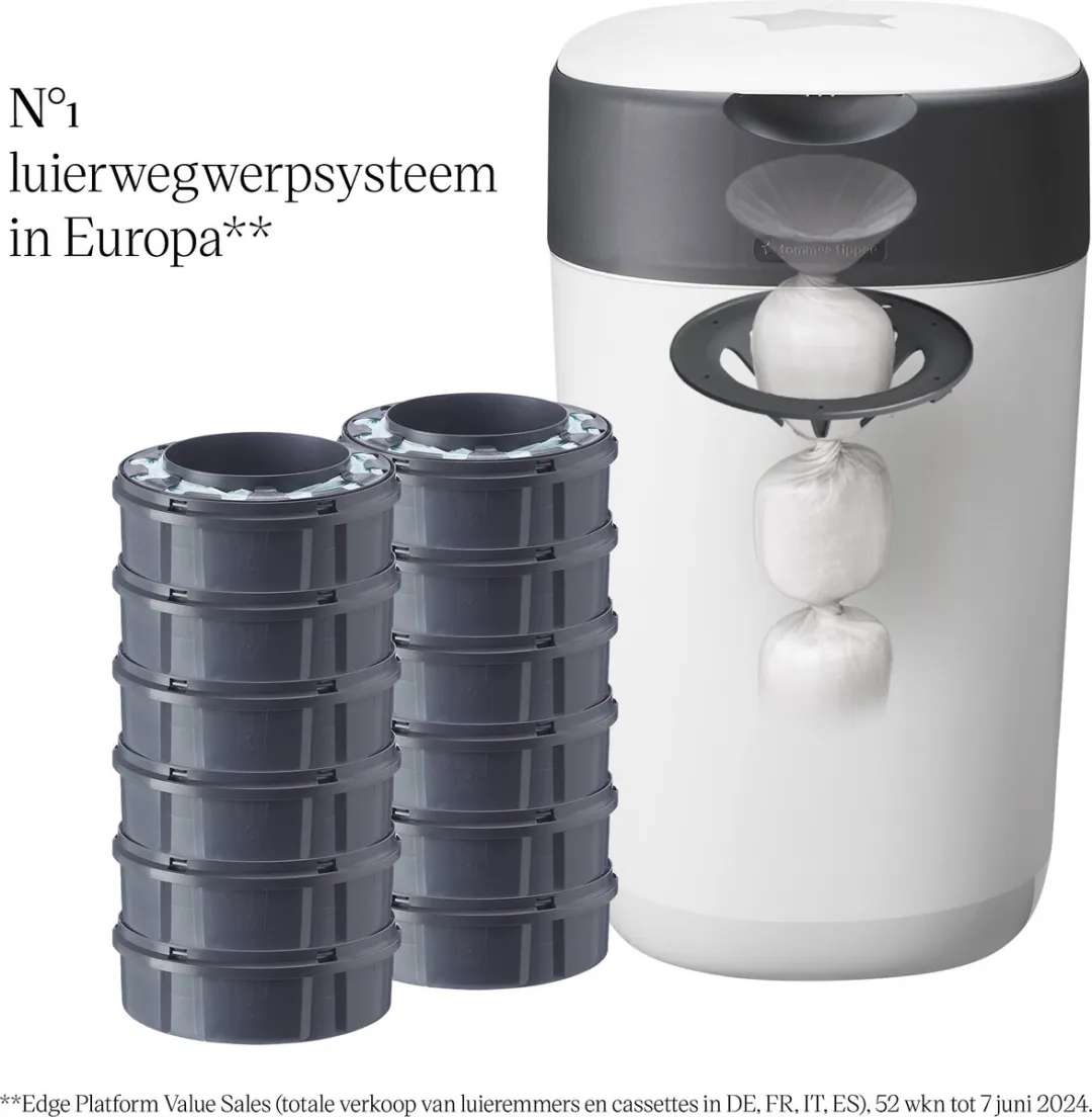 Tommee Tippee Twist & Click Luieremmer Starterset - 33L - 12 Navullingen - Wit