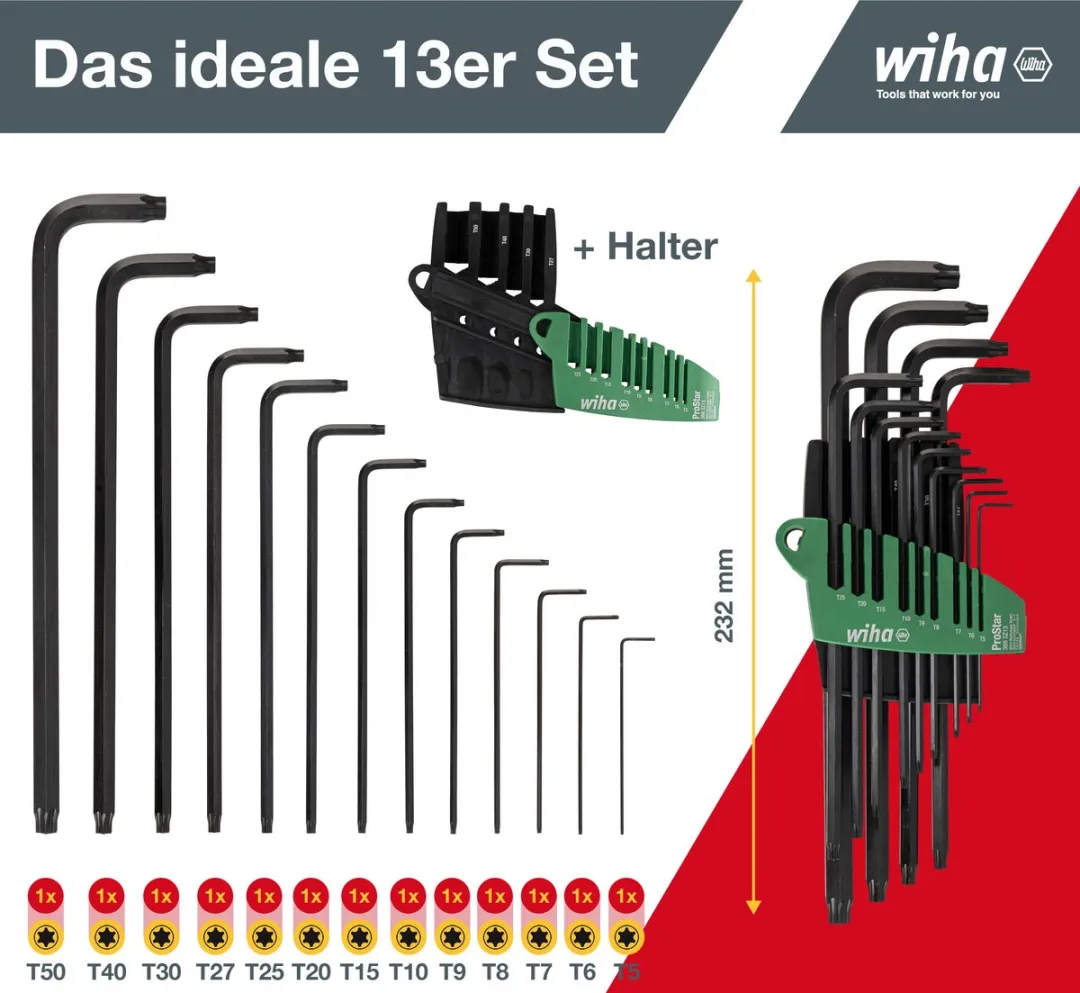 Wiha ProStar TORX Stiftsleutelset 14-delig - chemisch gezwart