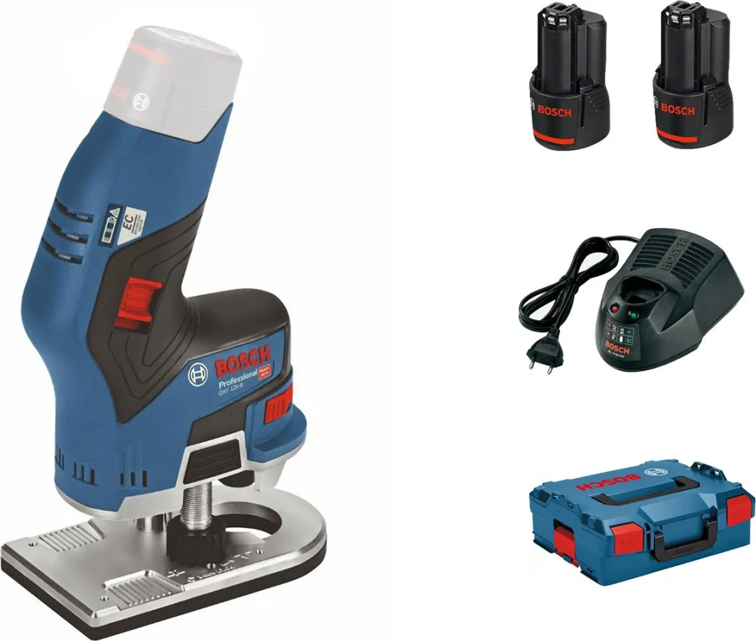 Bosch Professional - Accu kantenfreesmachine GKF 12V-8 2x 3,0 Ah + lader GAL 1230 CV