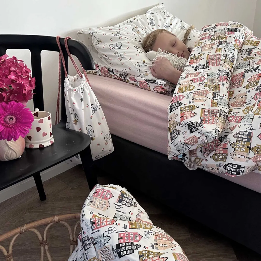 BINK Bedding Adam Dekbedovertrek 80x60cm - Wieg - Peach/Blue/Mosterd/Roze/Zwart
