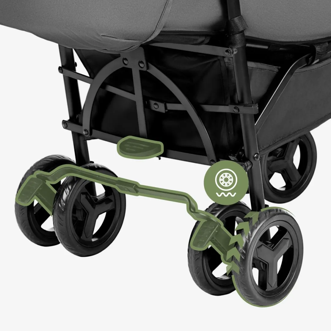 Tulano Davos 35 kinderwagen – Licht & compact – Verstelbare rugleuning – XXL Zonnekap – Inclusief voetenzak, muggennet en bekerhouder – Grijs