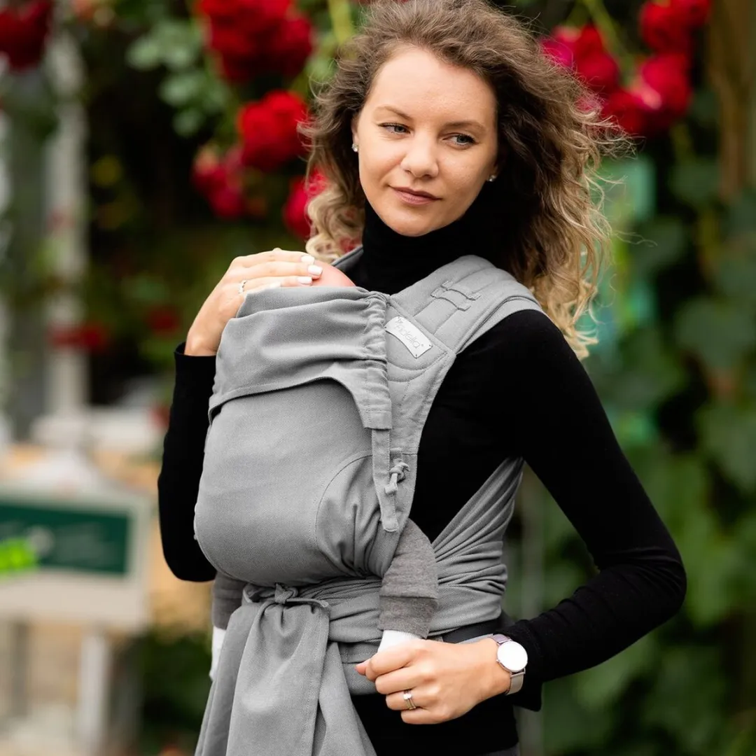 Fidella FlyClick - Half-Buckle Ergonomische Draagzak - Babydrager - Chevron - lichtgrijs - voor baby