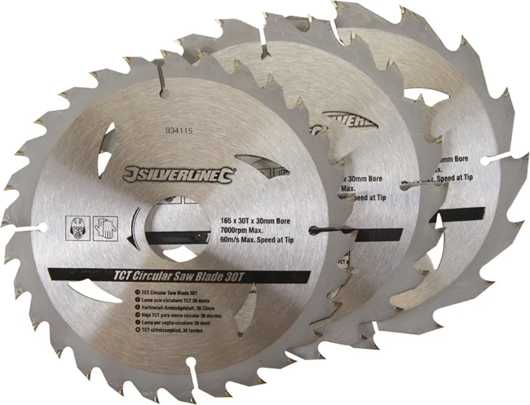 Silverline Cirkelzaagbladset 165mm TCT - 3-delig