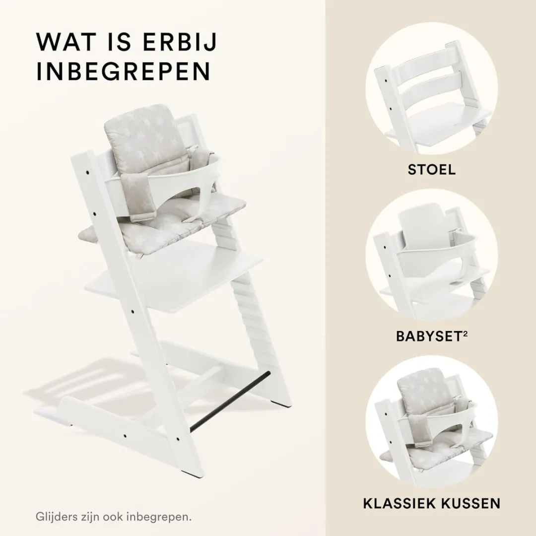 Stokke Tripp Trapp Kinderstoel - Wit met OCS Star Silver Babyset