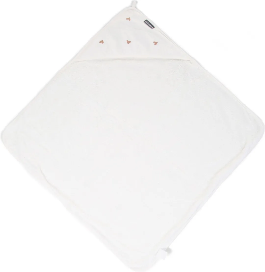 Childhome Hearts Collection Badcape & Washandje 80x80cm - Wit