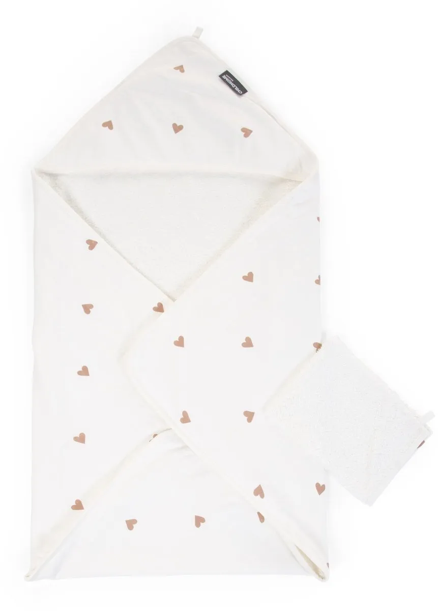 Childhome Hearts Collection Badcape & Washandje 80x80cm