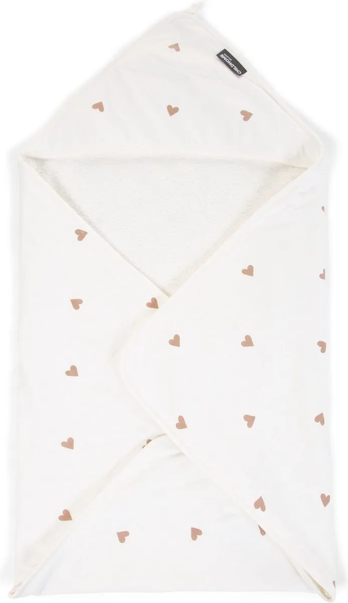 Childhome Hearts Collection Badcape & Washandje 80x80cm - Wit