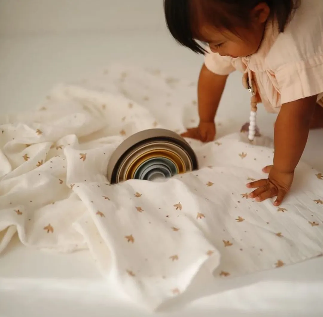 Mushie Swaddle Sparrow 120x120cm - Wit