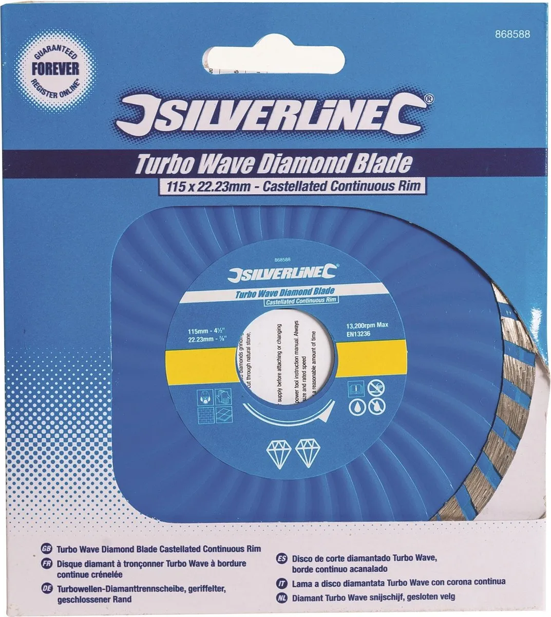 Silverline Diamant Turbo Wave Snijschijf 115mm - Gesloten velg