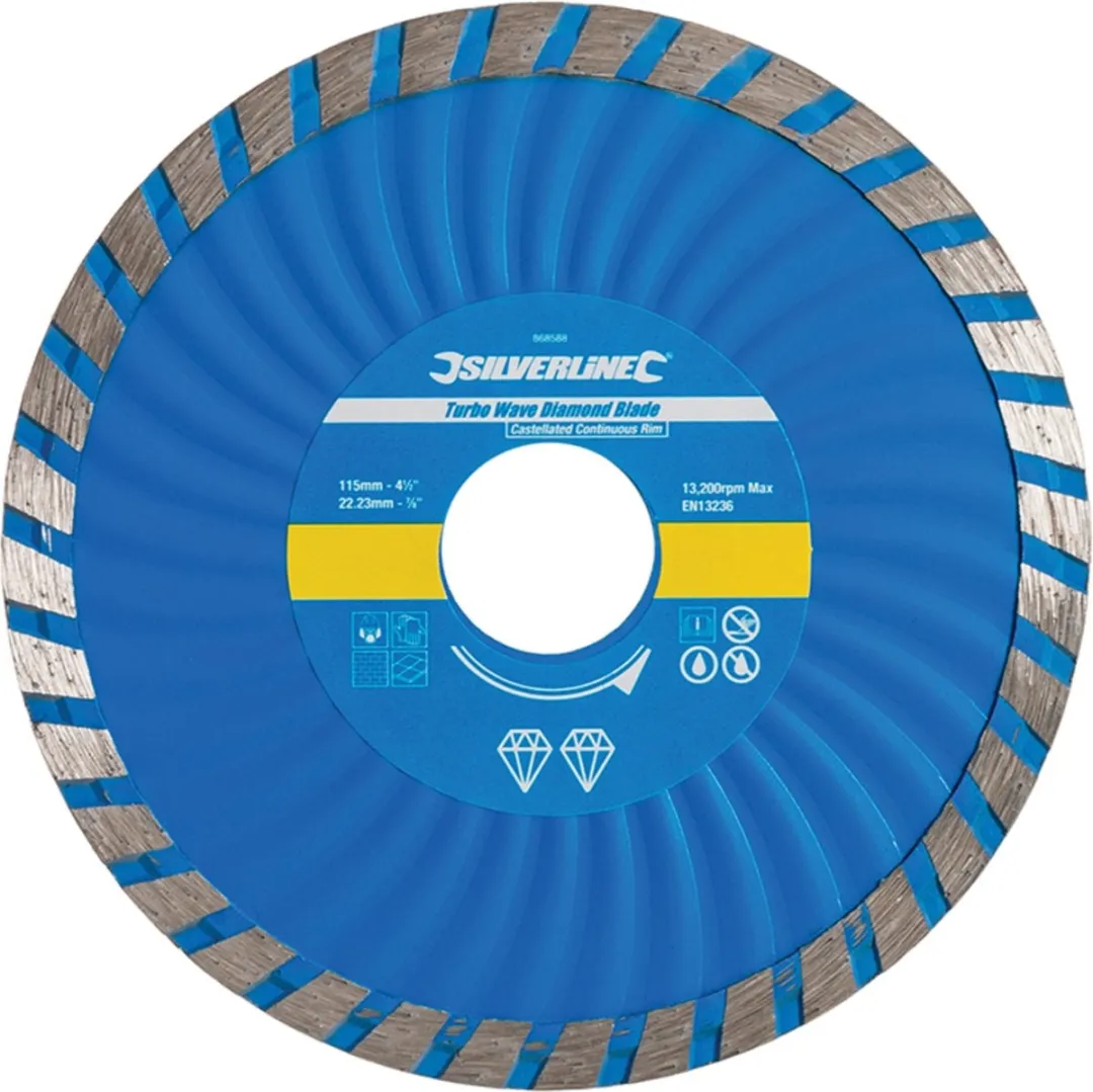 Silverline Diamant Turbo Wave Snijschijf 115mm - Gesloten velg