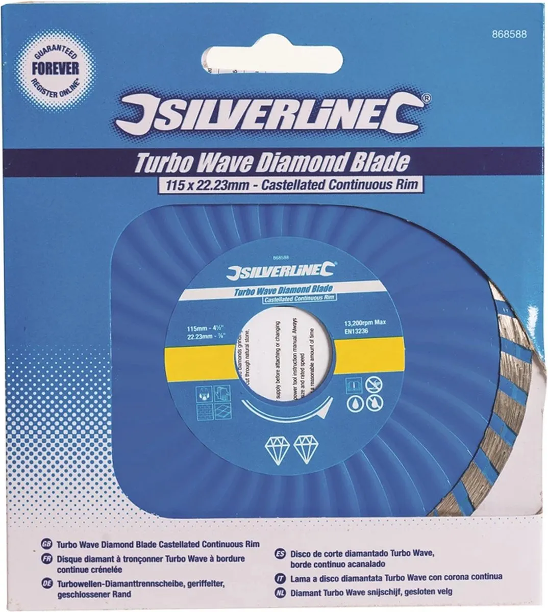 Silverline Diamant Turbo Wave Snijschijf 115mm - Gesloten velg