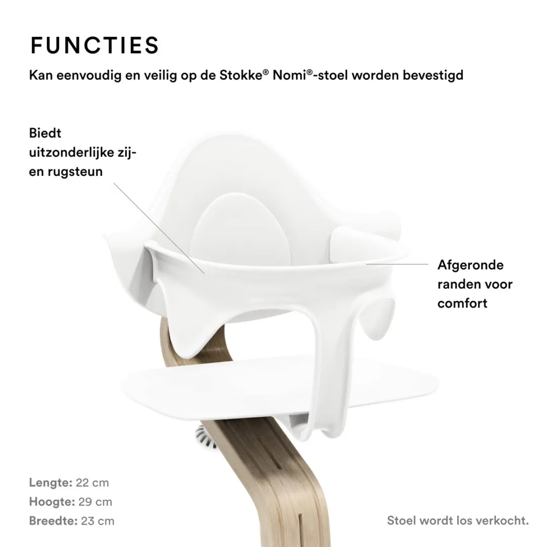Stokke Nomi Babyset, Wit - Biedt zij- en rugsteun als je baby leert zitten - Past bij alle Nomi-stoelen