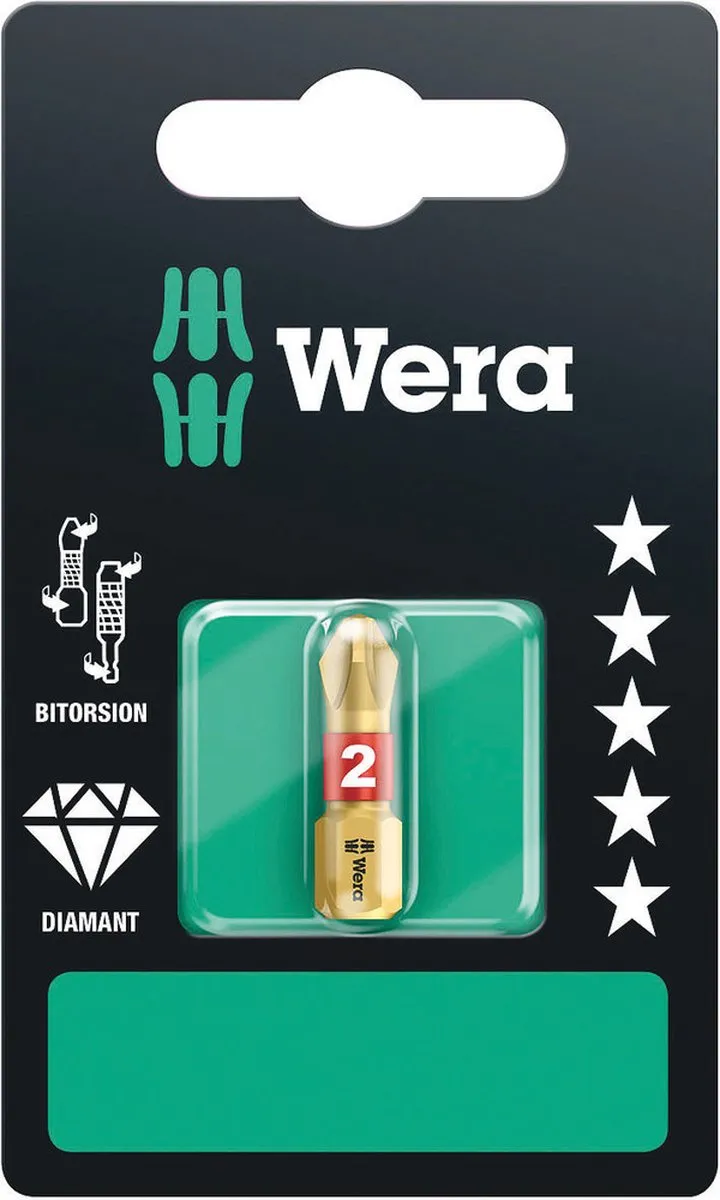 Wera 851/1 BDC PH2 Kruisbit - Diamant gecoat - 2 Stuks