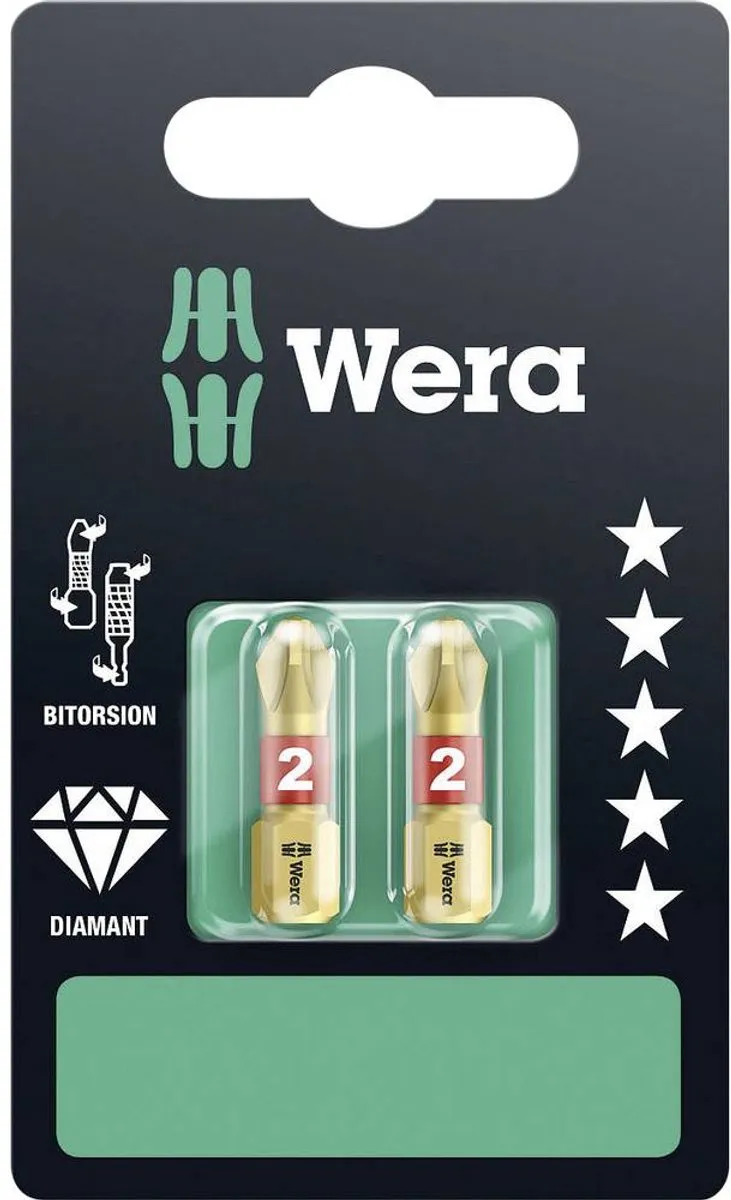 Wera 851/1 BDC PH2 Kruisbit - Diamant gecoat - 2 Stuks