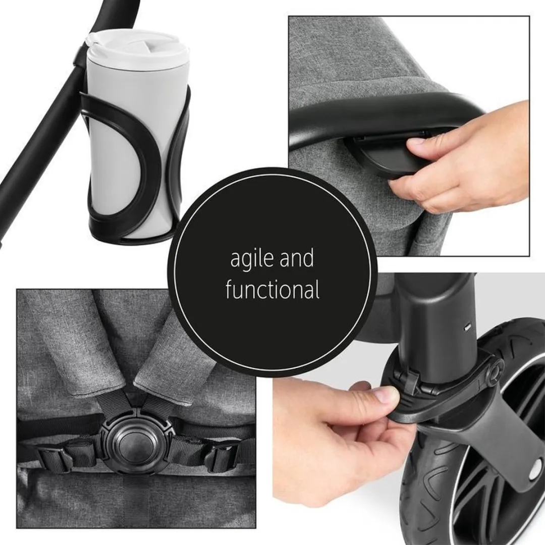 Hauck Atlantic Twin - Tweeling kinderwagen - Compact opvouwbaar - Melange Grey