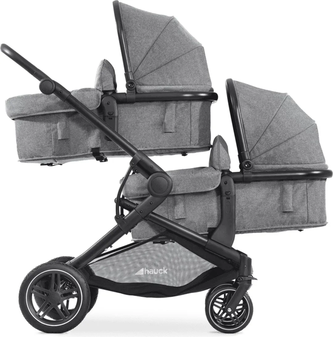 Hauck Atlantic Twin Tweeling Kinderwagen - All-Terrain - Melange Grey - afbeelding 6 van 6