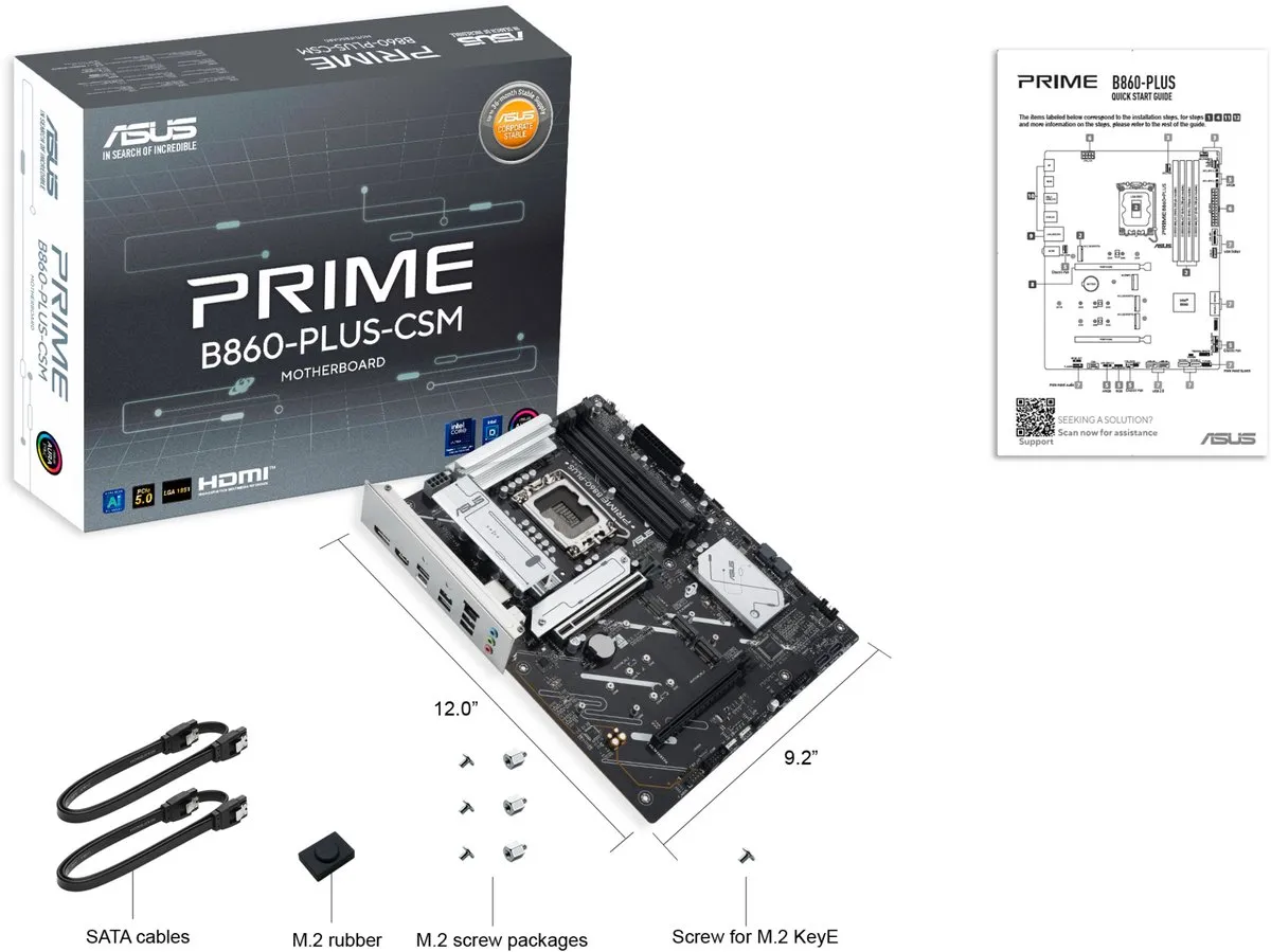 ASUS PRIME B860-PLUS-CSM Moederbord - ATX - Intel B860 - LGA 1851