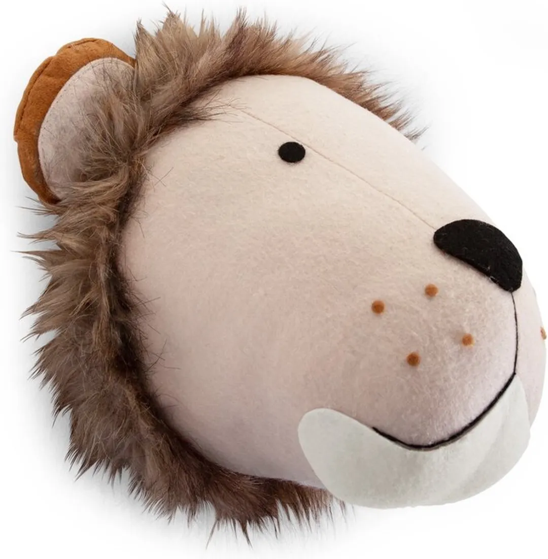 Childhome Dierenkop Leeuw Vilt Muurdecoratie - Bruin/Zwart/Beige