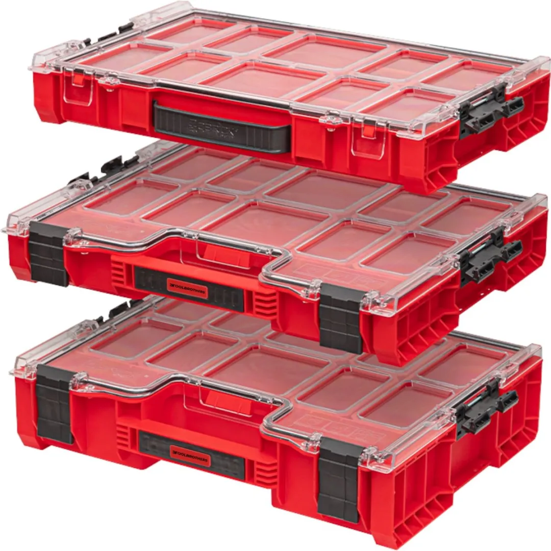 Toolbrothers RHINO L Organizer ULTRA - 8x6L Bakken - IP54 - Transparant/Rood - afbeelding 3 van 6