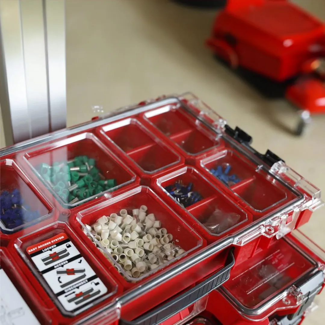 Toolbrothers RHINO L Organizer ULTRA - 8x6L Bakken - IP54 - Transparant/Rood - afbeelding 5 van 6
