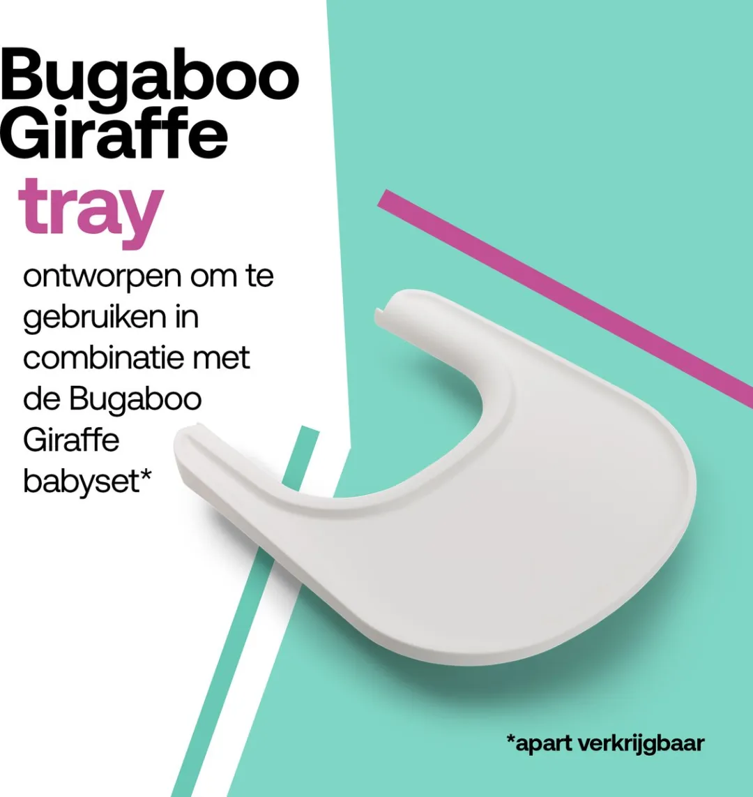Bugaboo Giraffe tray voor Bugaboo Giraffe kinderstoel babyset, vaatwasmachinebestendig, Wit